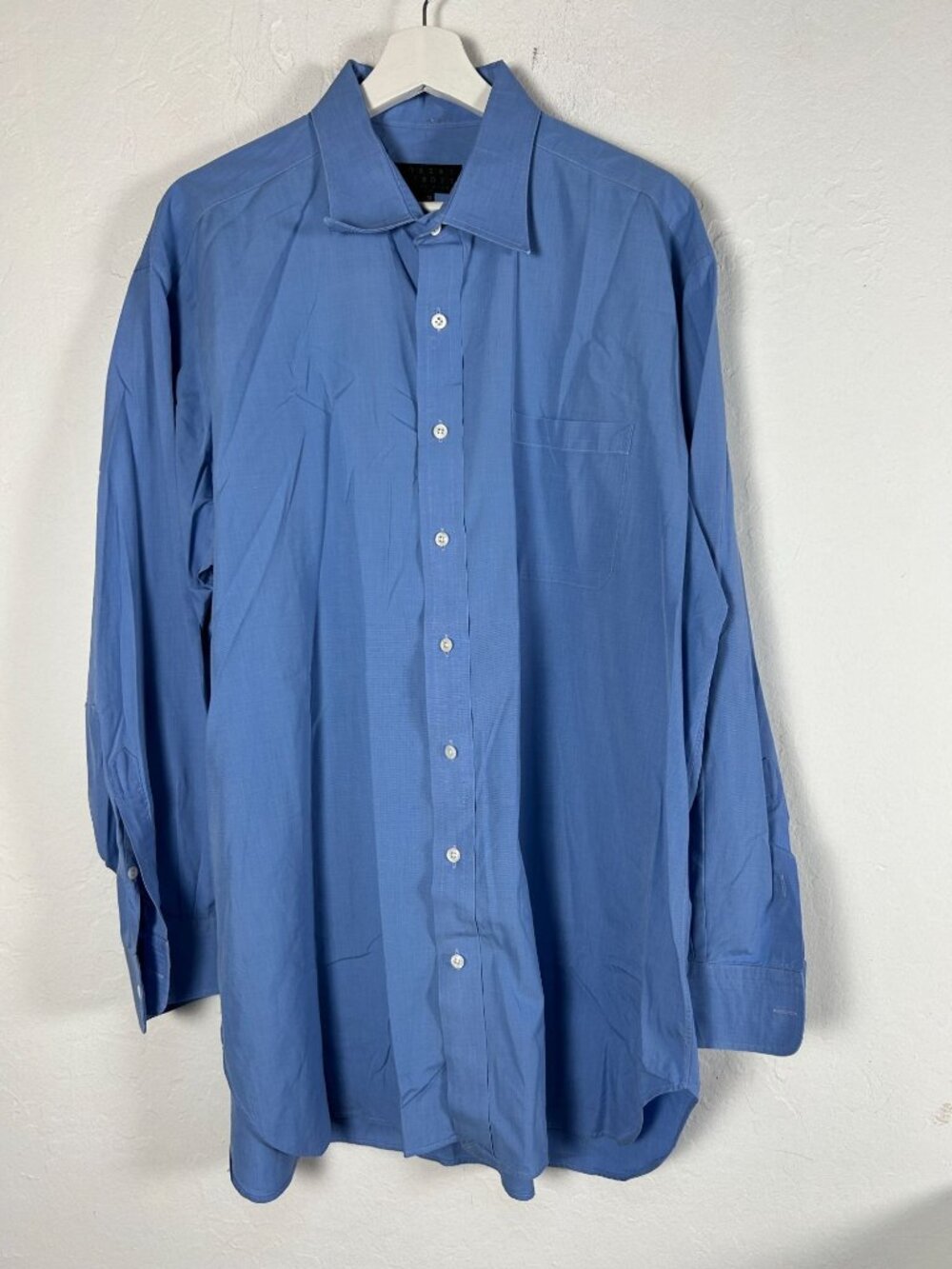 Robert Talbott Best Of Class Mens Blue Long Sleeve Dress Shirt 17.5 34 Blue